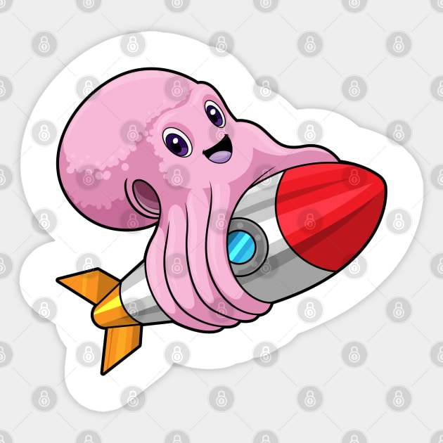 Octopus with Rocket Sticker by Markus Schnabel